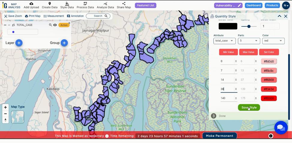 Vulnerability Map Thematic Styling - Mapping Tiger Attack Hotspots - Create an Online Map and Share