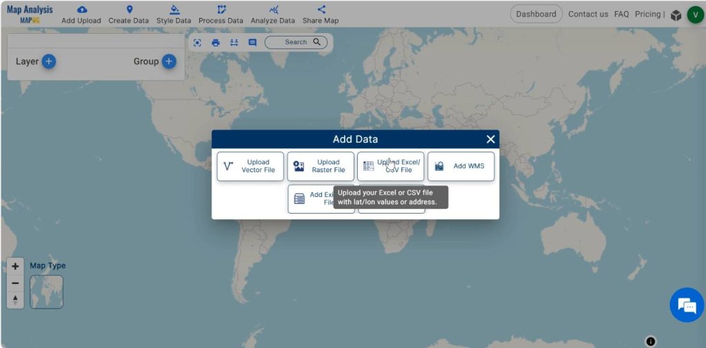 Add upload data- Create Map for Analyzing Water Quality