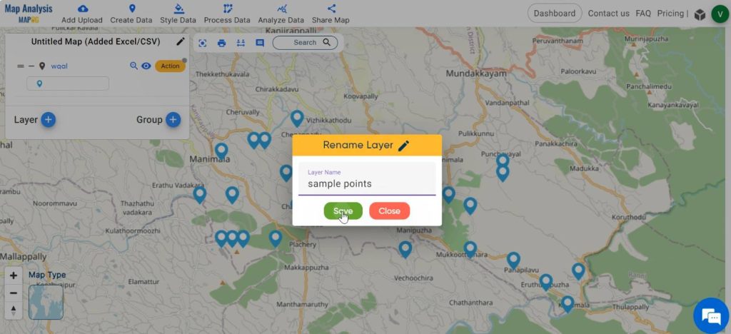 Rename Layer-Create Map for Analyzing Water Quality