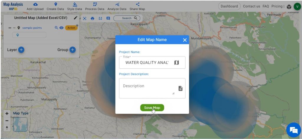 Save Map- Create Map for Analyzing Water Quality
