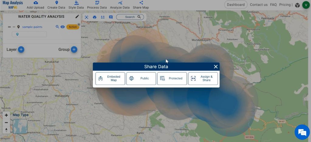 Share Map- Create Map for Analyzing Water Quality