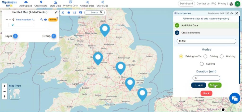 Create Isochrones - Isochrone Analysis for Ambulance Services