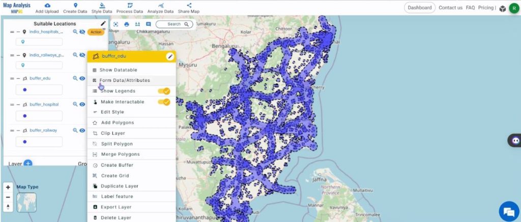 Edit the style of the buffer layers - Create a Map to find suitable sites for constructing a new house