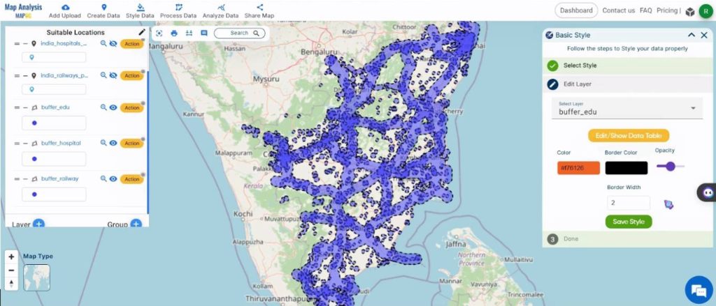 Save the changes - Create a Map to find suitable sites for constructing a new house