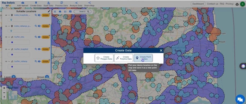 Create a new layer - Create a Map to find suitable sites for constructing a new house