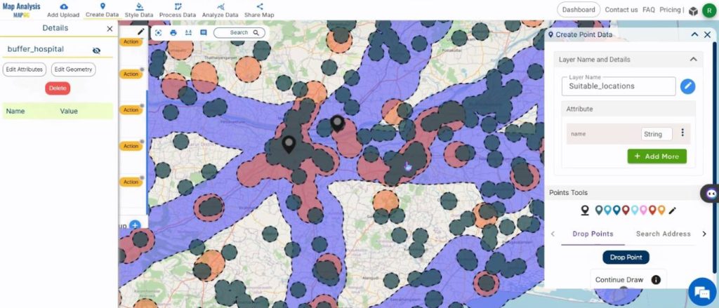 Add points at the required locations - Create a Map to find suitable sites for constructing a new house