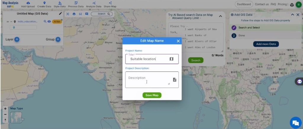 Rename Map - Create a Map to find suitable sites for constructing a new house