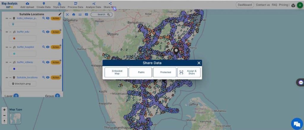 Share Map - Create a Map to find suitable sites for constructing a new house