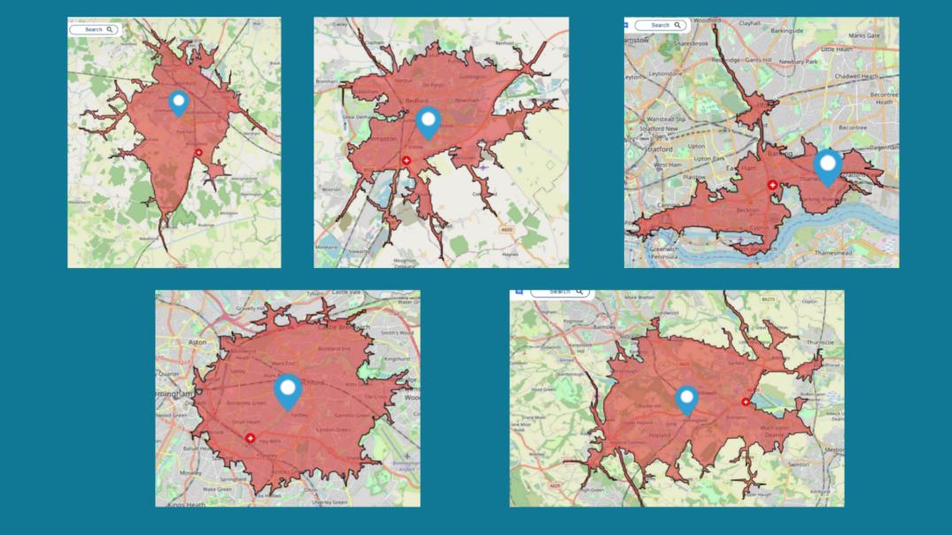 Result - Isochrone Analysis for Ambulance Services