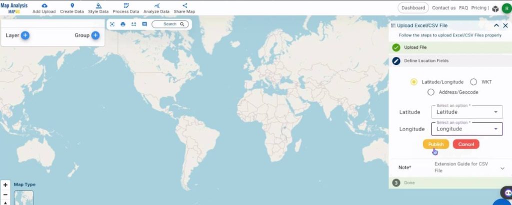 Assign latitude and longitude - Create a Map to Identify Pollution Affected Regions