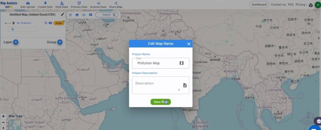 Rename the map - Create a Map to Identify Pollution Affected Regions
