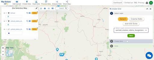 Create Map for Smart Site Selection with GIS: Real Estate: Select the hospital layer