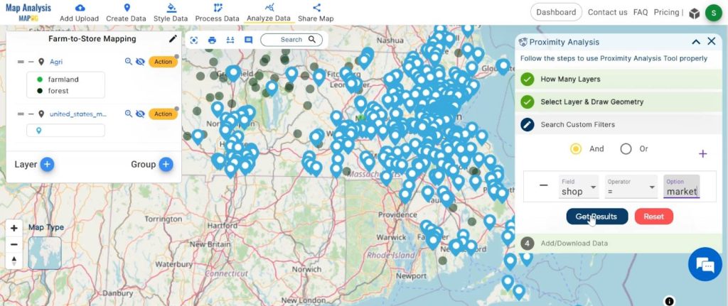 Farm-to-Store Mapping: Smart Farming with GIS Analysis: Select the field and option.