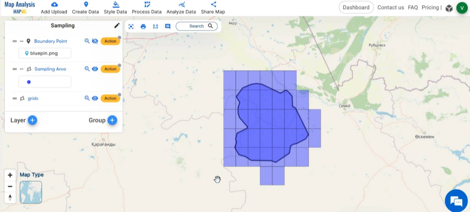 Grid Style Map GIS Tools for Creating Maps: Grid Sampling in Mineral Exploration - MAPOG