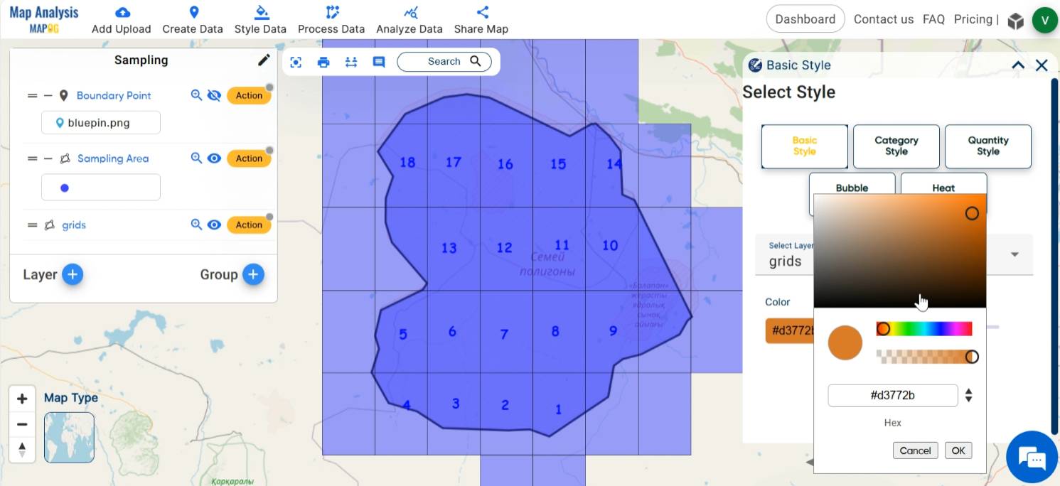 Grid Based Map Editor GIS Tools for Creating Maps: Grid Sampling in Mineral Exploration - MAPOG