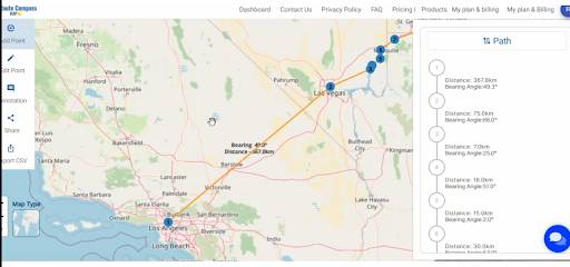 Create route map at high  altitudes Determining Bearing Angles