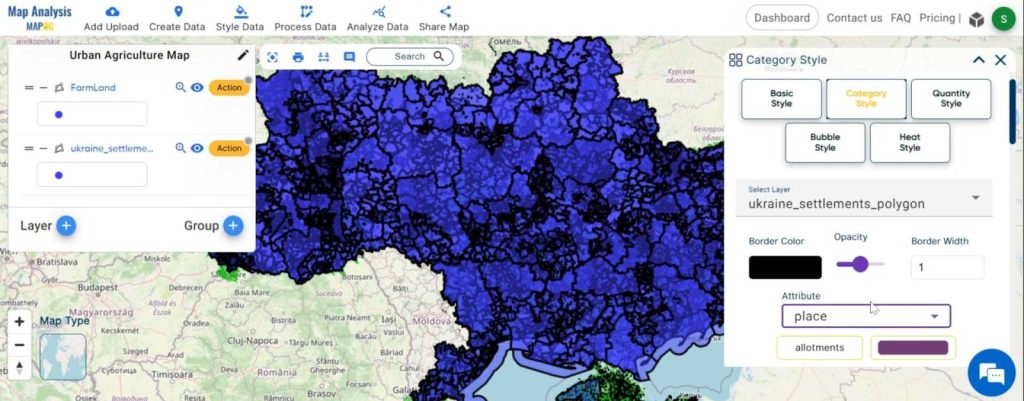 Creating GIS Solutions for Urban Agriculture Map: Set the attribute