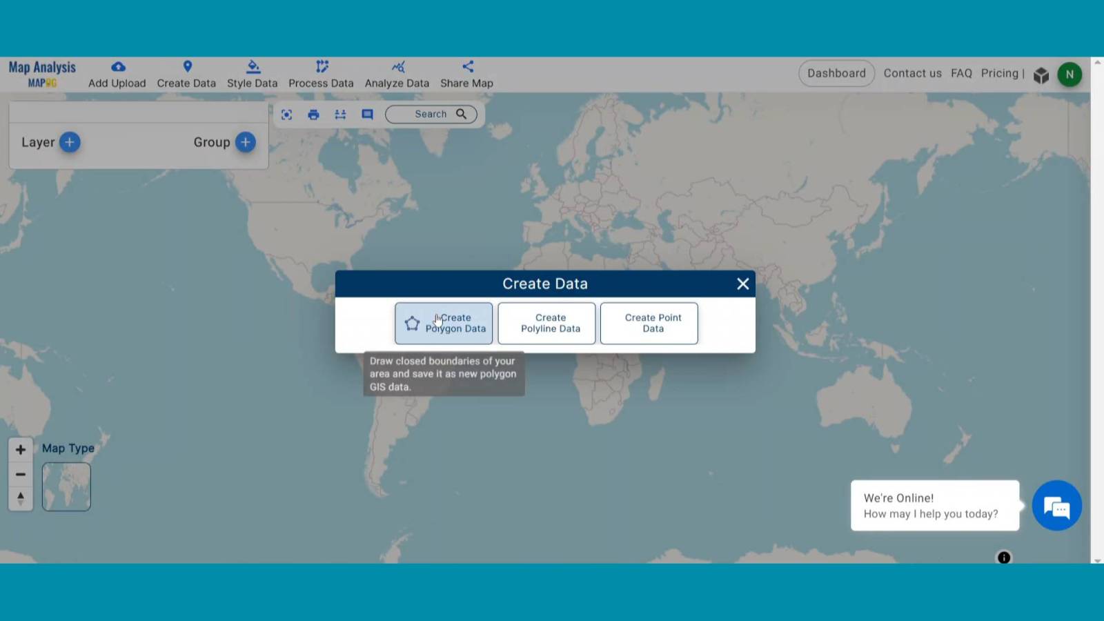 Create Point, Line, Polygon on Map - MAPOG