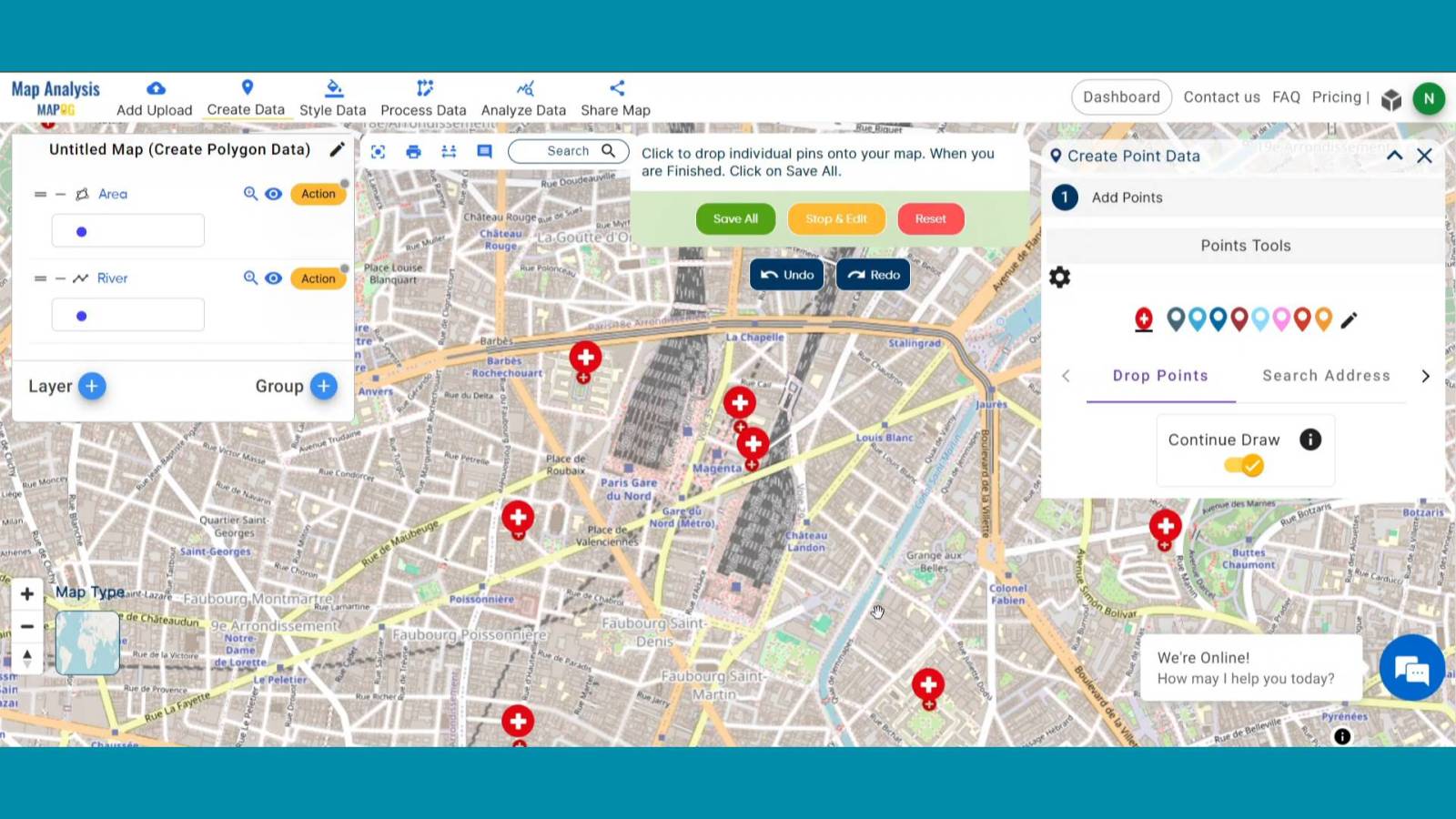 Create Point, Line, Polygon on Map - MAPOG