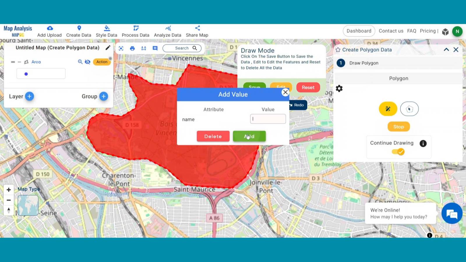 Create Point, Line, Polygon on Map - MAPOG