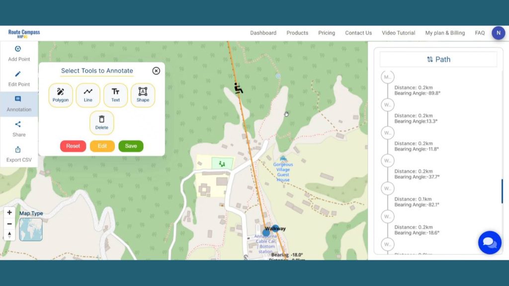 Plan Scenic Hiking Route with Route Compass Tool