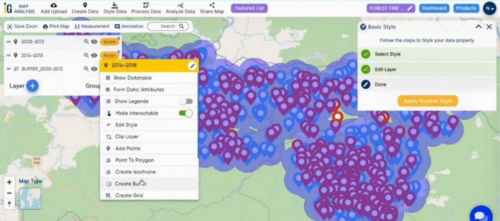 Rename layer - Decade of Forest Fire Analysis with Buffer Tool