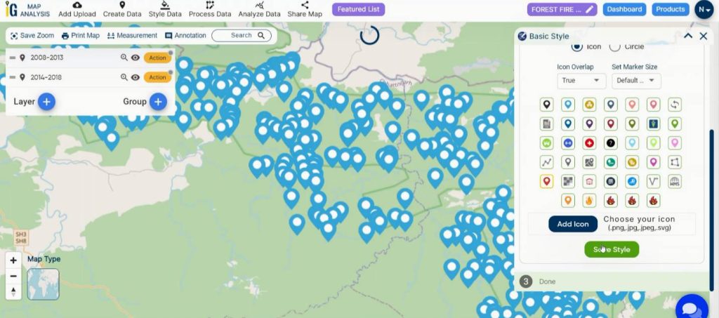 Save style - Decade of Forest Fire Analysis with Buffer Tool