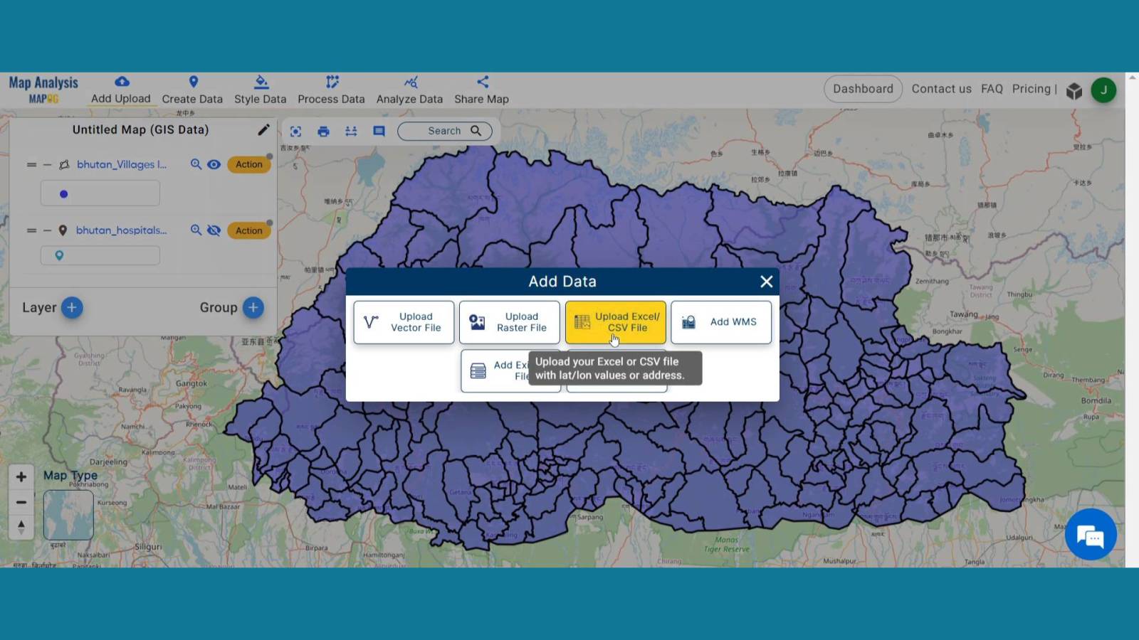Mapping Village Coverage within 60 Minutes of Each Hospital - MAPOG