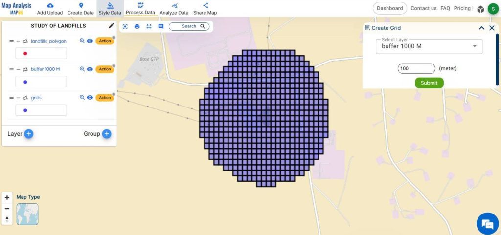 Landfill Optimization :- Grid over data