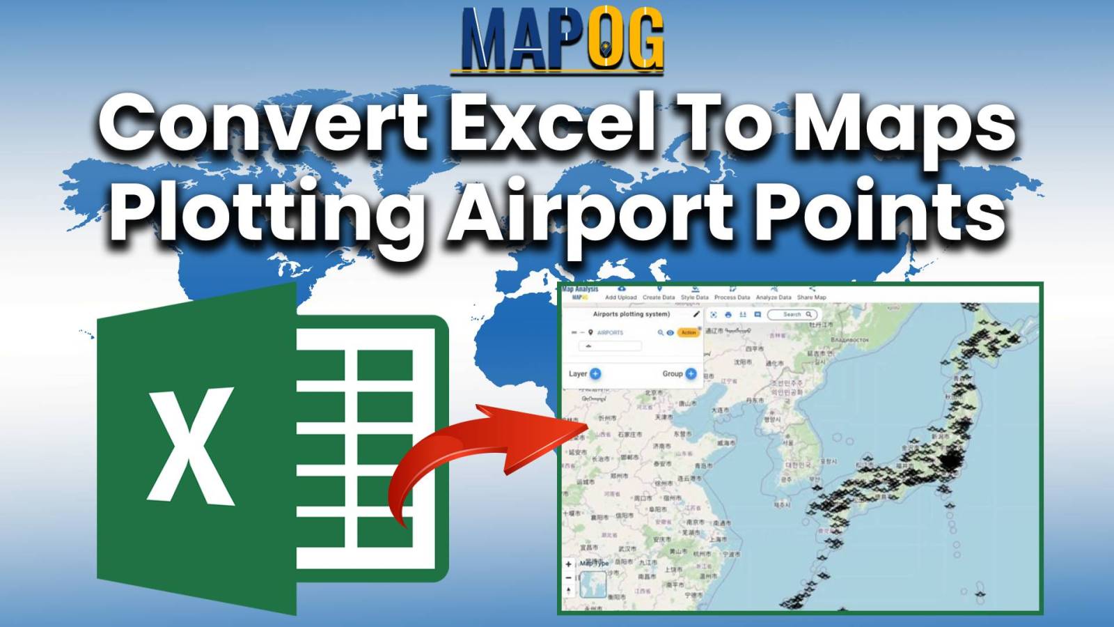 Convert Excel to Maps Plotting Airport Points