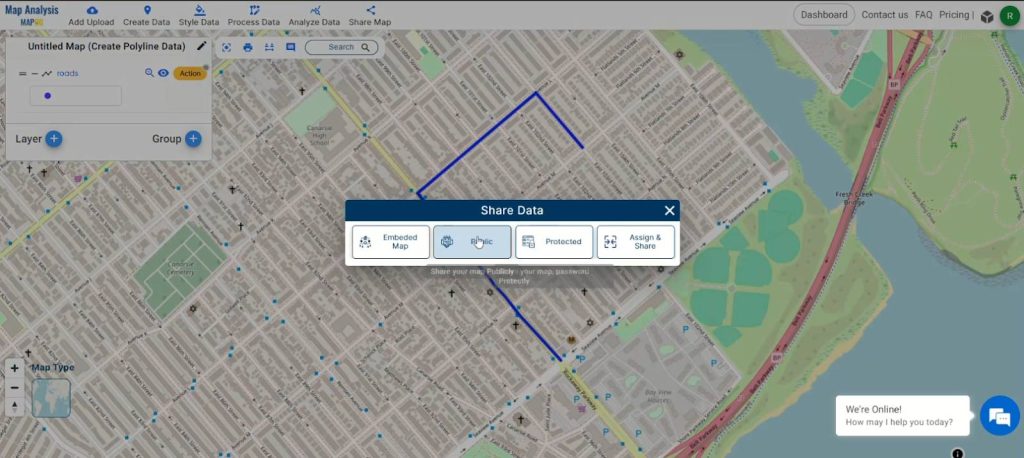 Digitalization of roads on map - Share layer 