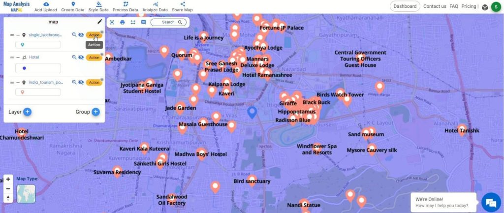 Result - Mapping Tourist Spots Nearby That You Can Reach in an Hour