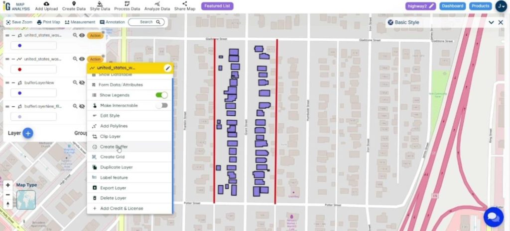 Access Action Button of Highway Data