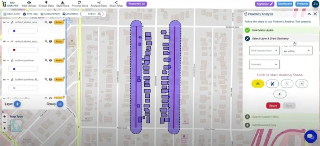 Select Layer & Draw Geometry: Gis Mapped Highway extensions