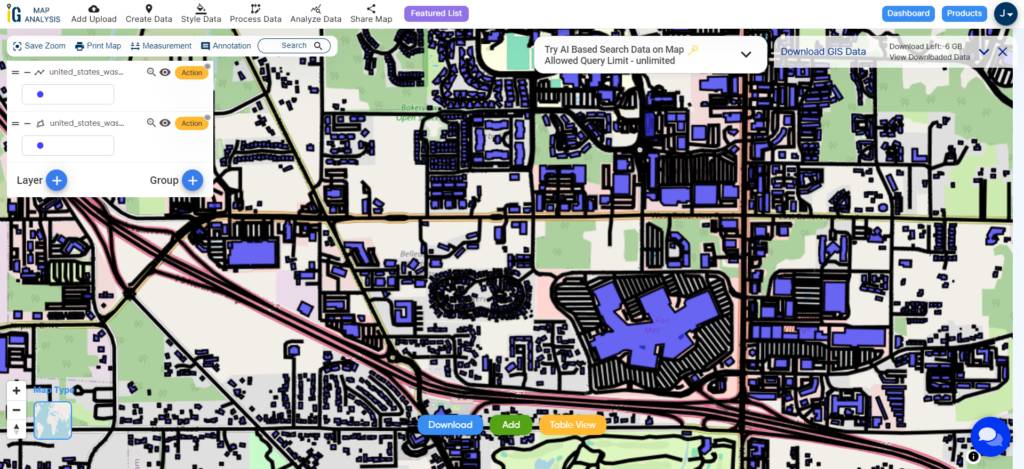 Polygon and Line data - Mapping highway extension : Buffer Creation and Building Analysis