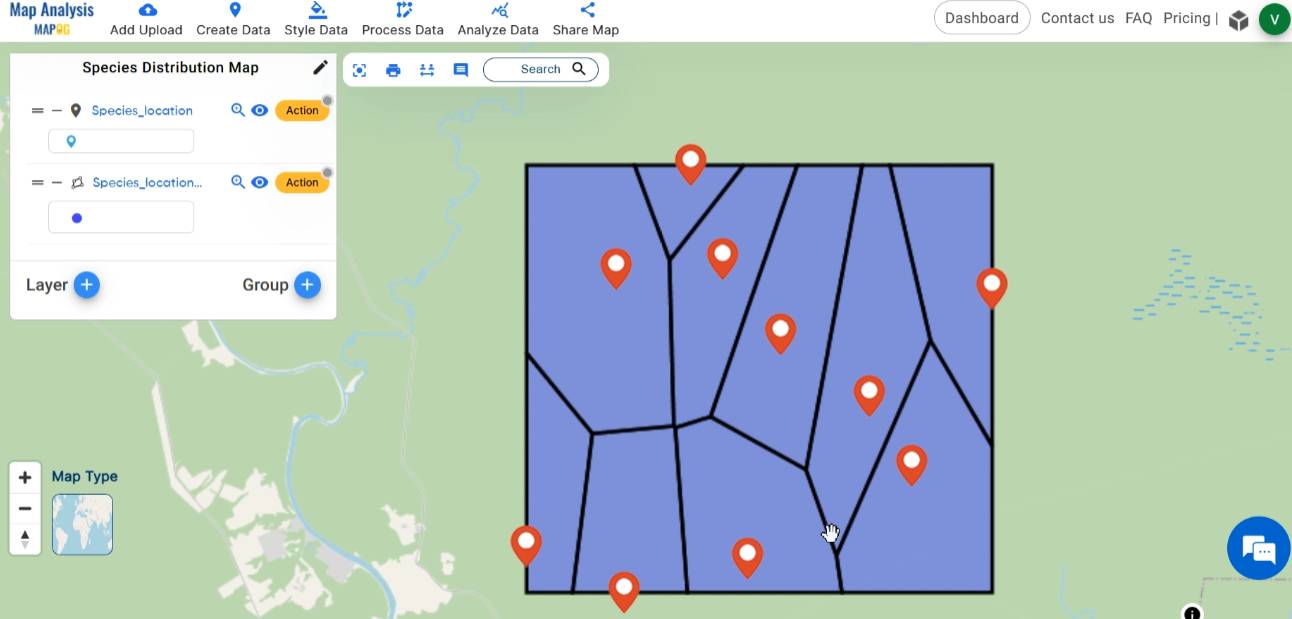 Online Conversion: Points into Polygon Map - MAPOG