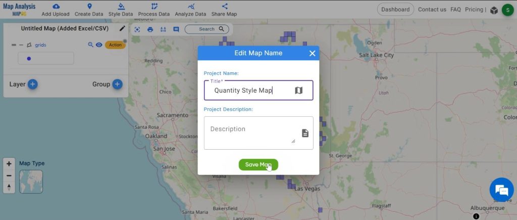 Creating Quantity Style Map: Styling Natural Wealth: Name the untitled map