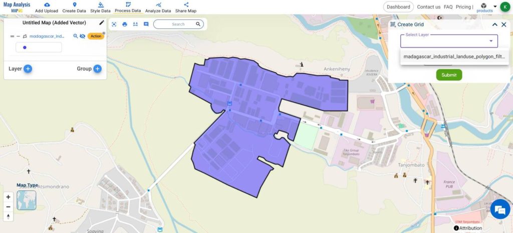 Industrial Land Area Management Using Grid Tool