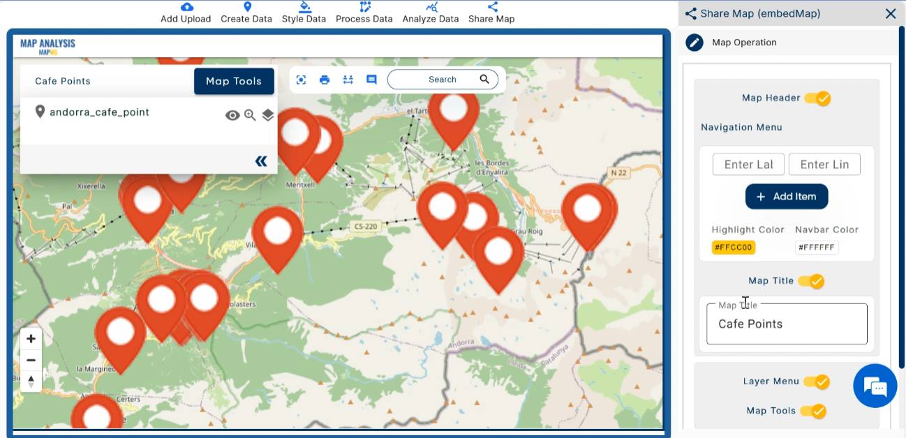 Create a map and embed on your website - MAPOG
