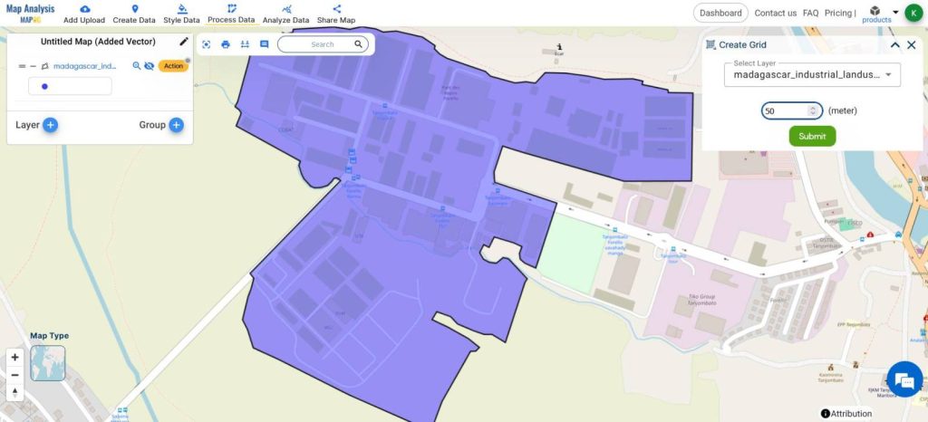Industrial Land Area Management Using Grid Tool