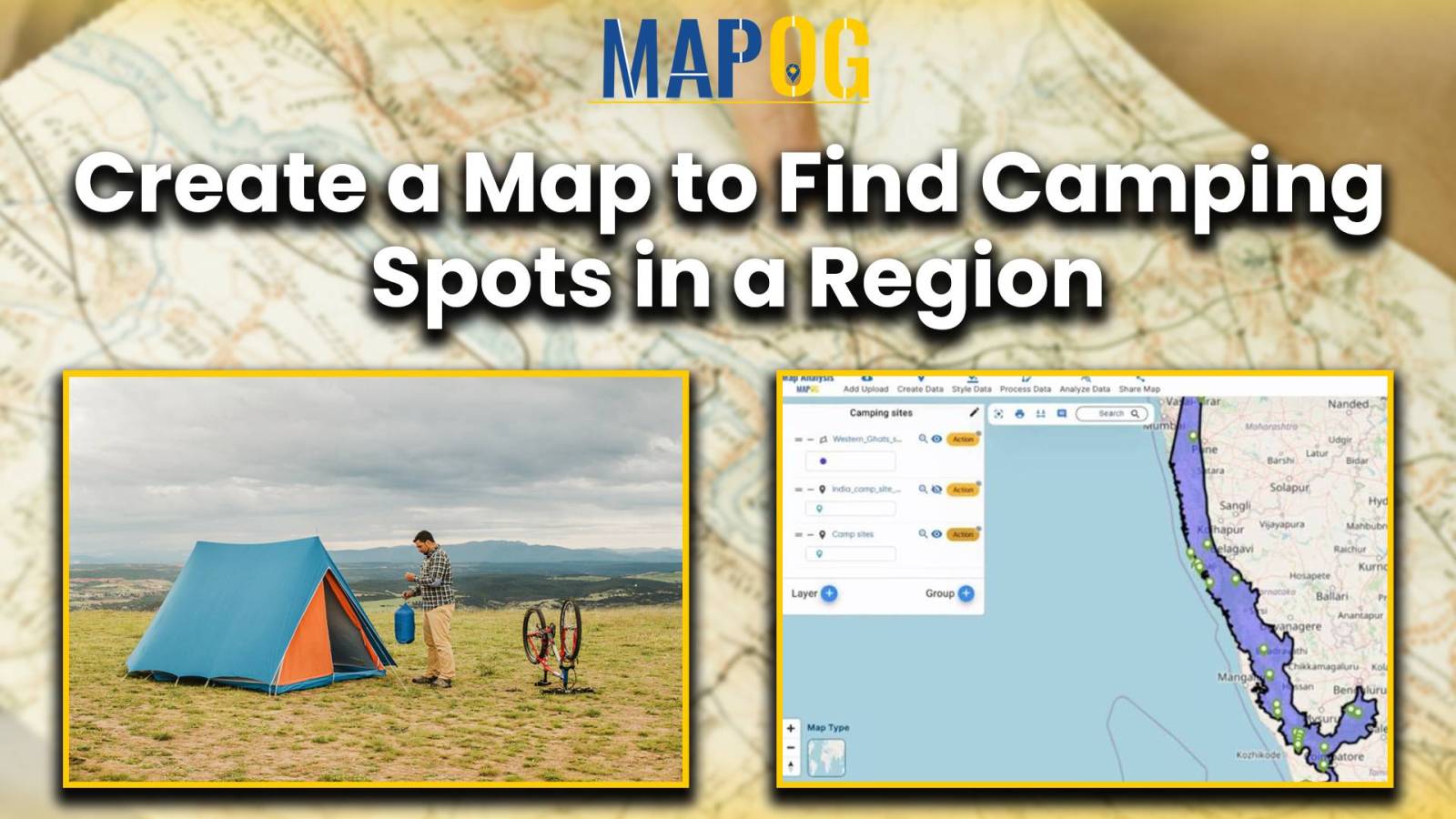 Create a Map: Filter Camping Spots in a Region Within – Points in polygon