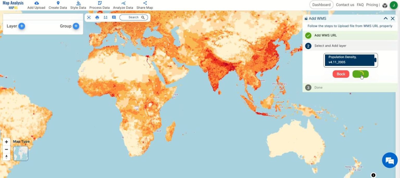 Create Population Density Map : Add WMS Data - MAPOG