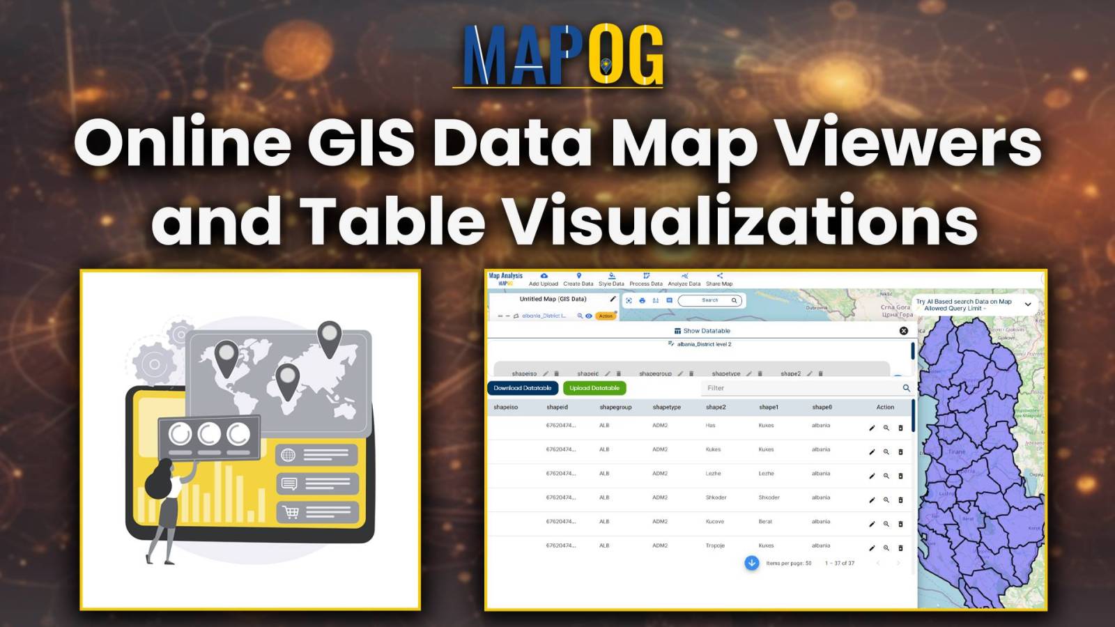 Online GIS Data Map Viewers and Table Visualizations