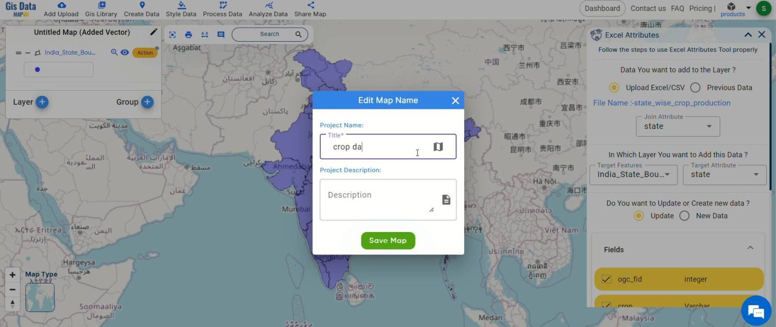 Adding More Attributes to a Shapefile - Create new map and share - MAPOG