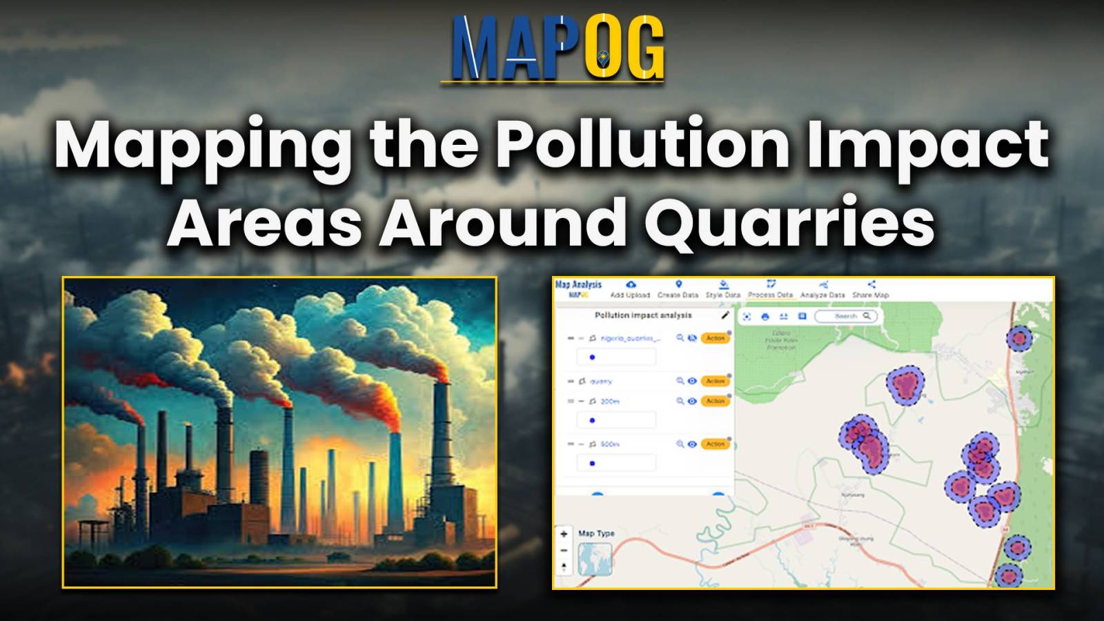 mapping pollution impact areas near quarries quarries