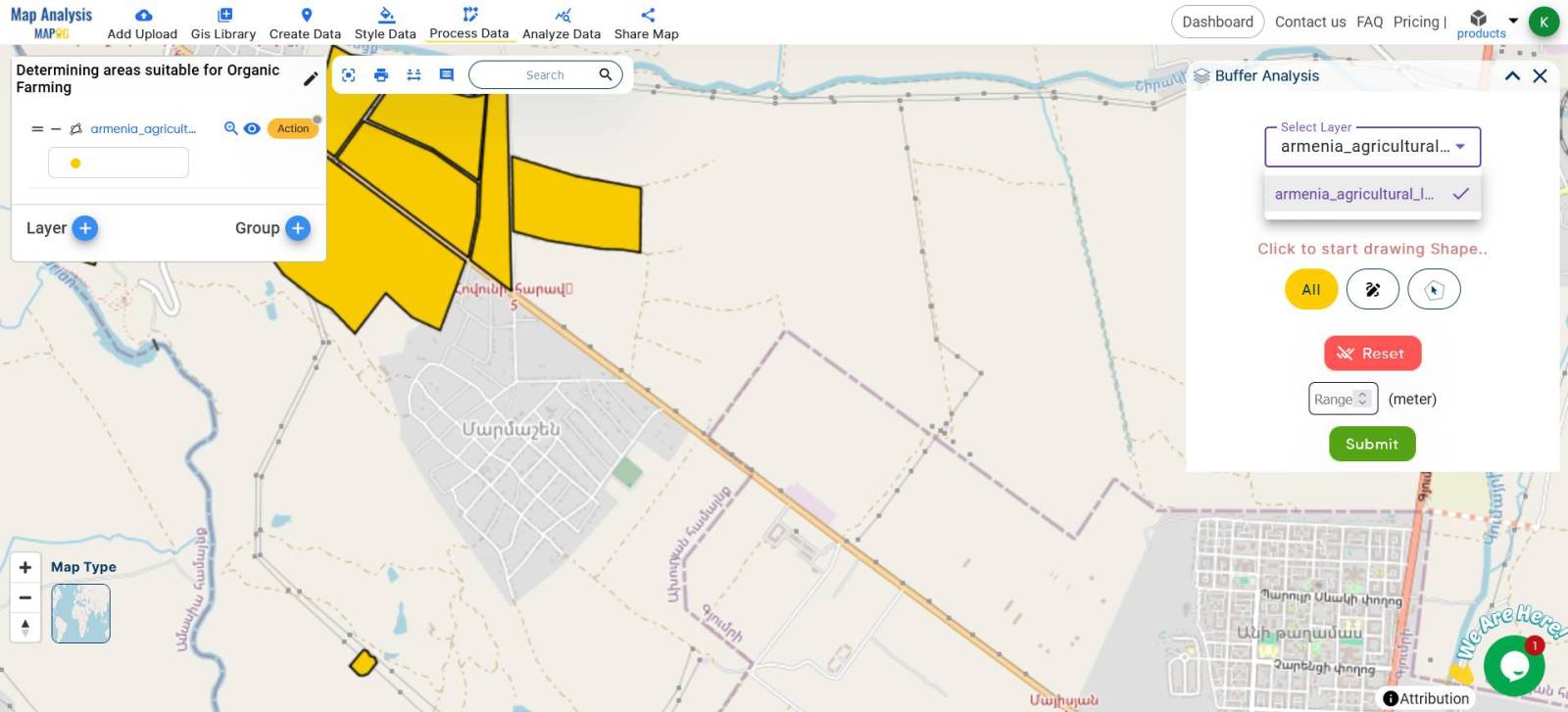 Sustainable Site Selection for Organic Farming with Buffer Analysis - MAPOG