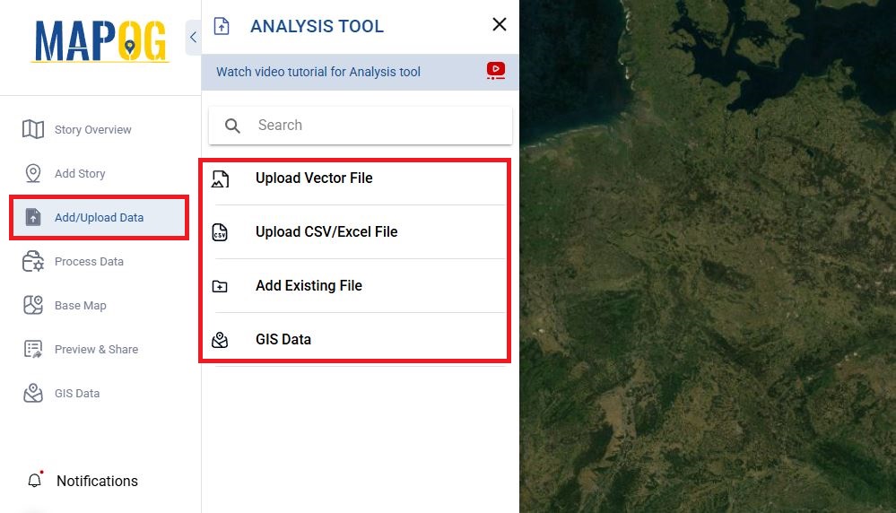add/upload data tool