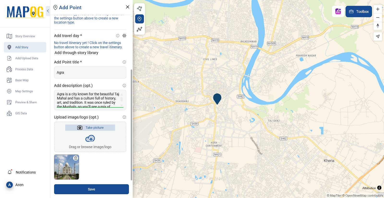 Adding point title, description and image for the cultural circuit on map