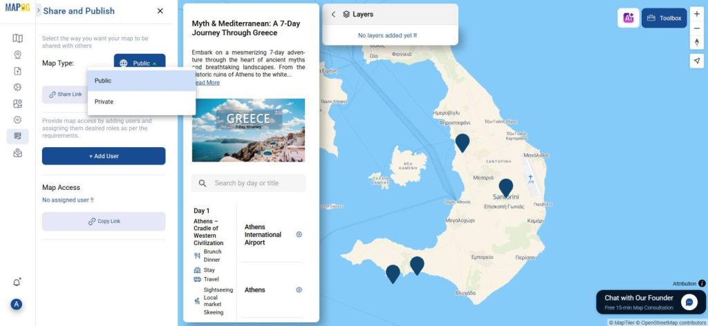 preview and share link option in MAPOG