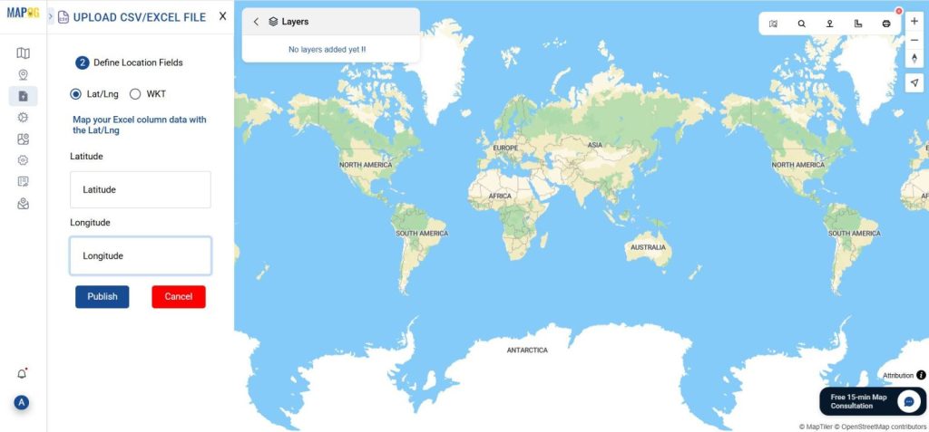Uploading CSV data through upload csv/excel data for Mapping Crime Hotspots